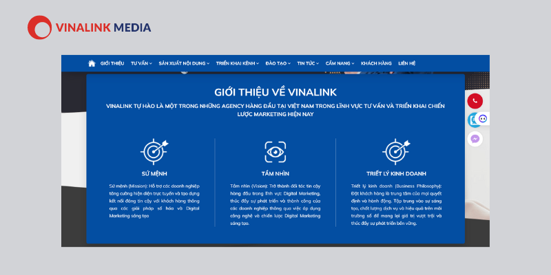 Website của Vinalink sử dụng kiểu font chữ Sans Serif